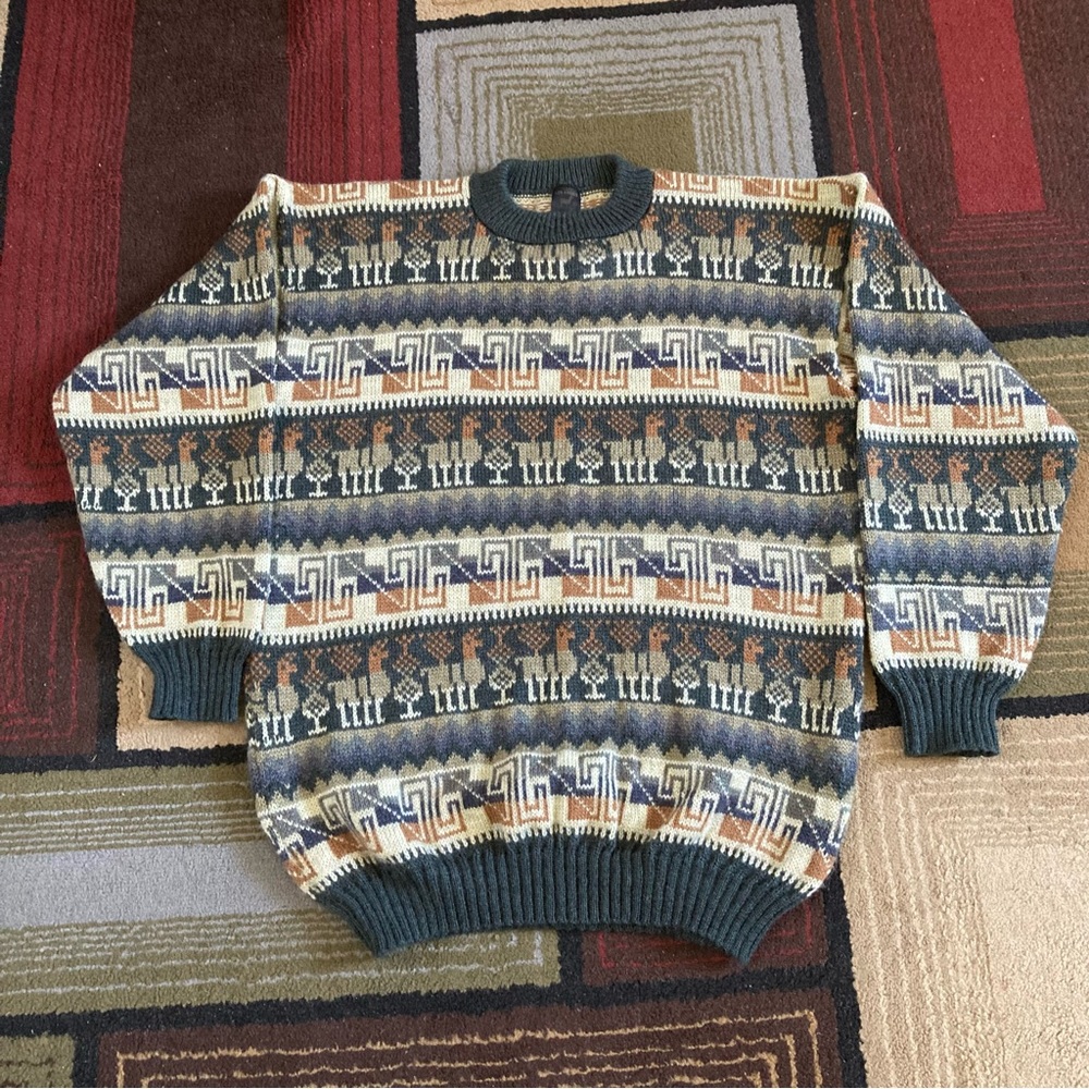 Artesania Los Andes Alpaca Wool Pullover Sweater Knit Men's Sz M